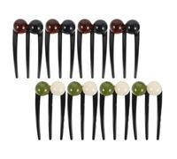 Homoyoyo 8pcs Chinese Style Three Tooth Hairpins for Bun, U-Shaped Non-Slip Hair Forks with Double Beads, Hair Bun Clips for Women’s Weddings and Daily Hairstyles