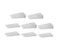 Homoyoyo 8pcs Clear Door Wedges with Ribbed Non Slip Texture for Furniture Leveling and Stabilizing Stackable Toilet Shims and Home Supplies Set Small Large