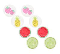 Homoyoyo 8pcs Cooling Eye Masks Set PVC Gel Cold Compress Ice Pads Fruit Shape Adjustable Reusable Household Eye Patches for Travel Sleep and Office Use