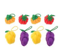 Homoyoyo 8pcs Cute Fruit Shaped Bath Loofah Sponges with Quick Lather and Easy Storage, Bright Colour Mesh Shower Pouf for Bathroom Decor, Suitable for Sensitive Skin and Family Use