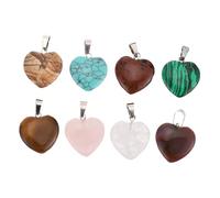 Homoyoyo 8pcs Natural Heart Stone Charms Pendants for Jewellery Making Unique Gemstone Necklace Bracelet DIY Supplies Versatile Love Symbol Pendants for Valentine Mother Wedding Gifts