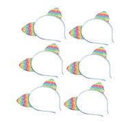 Homoyoyo 8Pcs Rainbow Cat Ears Headband Hairband for Women Comfortable Sequin Hair Hoop for Halloween Party Cosplay Daily Wear Lovely Hair Accessory