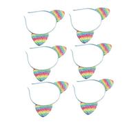Homoyoyo 8Pcs Rainbow Sequin Cat Ears Headband Non Slip Hairband for Durable Comfortable Party Cosplay Halloween Hair Accessories