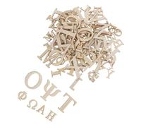 Homoyoyo 96pcs Natural Wood Greek Letters for Educational Crafts Unfinished Alphabet Blocks for DIY Projects and Home Decor Wooden Letters for Learning and Creative Decoration