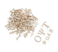 Homoyoyo 96pcs Wooden Greek Alphabet Letters Set for Crafts and Educational Learning Unfinished Natural Wood Flat Pieces Creative DIY Projects for Home Decor and Multicultural Early