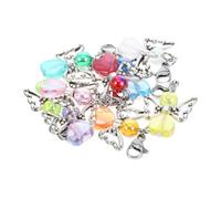 Homoyoyo 9pcs Angel Wing Charms with Heart Beads Unique Lobster Clasp Pendants for DIY Jewelry Making for Bracelets Necklaces and Earrings Represents Love and Blessings