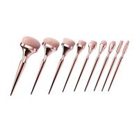 Homoyoyo 9pcs Makeup Brush with Rose Gold Electroplated Handles Practical Powder and Blush Brushes for Women Professional Vegan Synthetic Makeup Tools for Face Contouring and Blending