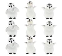Homoyoyo 9pcs Mini Resin Penguin Figurines Set - Cute Micro Snow Scene Decor with Tilted and Winged Chubby Penguins - Miniature Garden Sculpture for Home and Holiday Table Display
