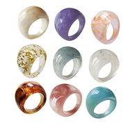 Homoyoyo 9pcs Resin Ring Gold Napkin Rings Van Adjustable Fidget Holder Thumb Bracelet Decoration Finger Decor Acrylic Resin