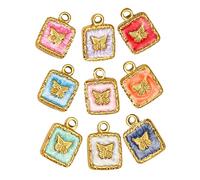 Homoyoyo 9pcs Stainless Steel Butterfly Charms with French Enamel Design Lightweight Pendants for DIY Jewelry Making for Necklaces Bracelets Earrings Craft Supplies