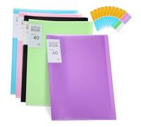 Homoyoyo A4 Plastic File Folder 5pcs with 40 Plastic Sleeves Each, Portfolio Binder with Sheet Protectors for Documents and Certificates, Presentation Folder for Office and School Use