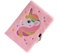 Homoyoyo A5 Plush Unicorn Notebook with Lock and Key, Soft Pink Diary, Novelty Lockable Journal Suitable for School and Travel