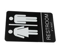 Homoyoyo Acrylic Self-adhesive Restroom Sign Unisex Bathroom Plaque with Clear English Text and Gender Symbols Indoor Outdoor Use for Office Commercial Spaces
