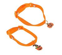 Homoyoyo Adjustable 2PC Halloween Pet Collars for Dogs and Cats - Festive Ghost & Pumpkin Pendant Necklaces with Bells - Perfect for Cosplay and Holiday Celebrations