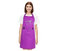 Homoyoyo Adjustable Neck Strap Work Apron with Rhinestone Patterns and Front Tool Pockets for Hairdressers Barbers Makeup Artists Stylish Polyester Barber Smock for Women and Men in Salon