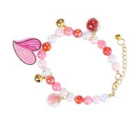 Homoyoyo Adjustable Pet Pearl Necklace Collar for Cats and Dogs, Beaded Decorative Kitten Collar with Pink Heart Charm, Small Size 20Cm+7Cm, Valentine’S Day Puppy Accessory