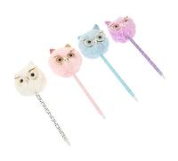 Homoyoyo Adorable Owl Writing Pen Convenient Fluffy Pen with Pom Pom for School and Office Supplies Cute Cartoon Design for Students and Girls