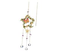 Homoyoyo Amethyst Crystal Sun Catcher Hanging Pendant Star and Leaf Wrapped Window Ornament for Home Garden Decoration Lightweight Suncatcher Christmas Easter Thanksgiving