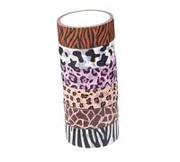 Homoyoyo Animal Pattern Washi Tape Set 6pcs Self-adhesive Diy Scrapbooking Tapes for Wrapping and Planner Decoration in Leopard, Tiger, Giraffe, and Cow Prints