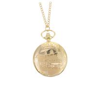 Homoyoyo Antique Golden Pocket Watch Metal Timepiece with Train Pattern | Portable Decorative Piece, Plastic Mirror Face, Elegant Vintage Style, Golden Finish for Collectors