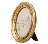HOMOYOYO Antique Photo Frame 4x3 Inch Vintage Resin Picture Frame with Stand - Oval Decorative Wall or Tabletop Display for Home Decor, Gallery, Cherished Memories (White/Gold)