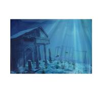 Homoyoyo Aquarium Background Sticker 61x41cm Decorative Fish Tank Poster with Underwater Ruins Design for Freshwater and Saltwater Tanks