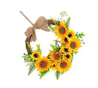 Homoyoyo Artificial Sunflower Wreath Half Moon Garland for Front Door Realistic Floral Wall Hanging Decoration Indoor Outdoor Festival Ornament Home and Wedding Decor