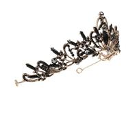 Homoyoyo Baroque Black Alloy Rhinestone Princess Crown Headband Delicate Bridal Wedding Tiara for Bride and Bridesmaids Allergic Hair Accessory for Photography Birthday Festival Party