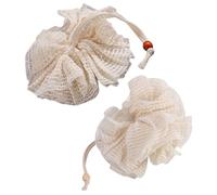 Homoyoyo Bath Shower Loofah Sponge 2pcs Set Beige Mesh Bathing Scrubber Soft Foam Body Wash Puff for Men and Women, Gentle Exfoliating Shower Scrubber Suitable for Daily Bathing Random Random Color