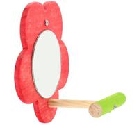 Homoyoyo Bird Mirror with Red Plum Blossom Shape and Perch Small Size Parrot Cage Accessory Stress Relief Plaything for Budgies and Parakeets