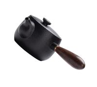 Homoyoyo Black Pottery Retro Kung Fu Tea Pot Hand-Painted Elegant Hot Tea Maker Vintage Tabletop Decorative Teapot