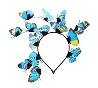 Homoyoyo Blue Butterfly Headband Hair Accessory with Deer Horn Shape, Pe Material, Easy to Carry Photography Prop for Masquerade and Haunted House Festival Looks