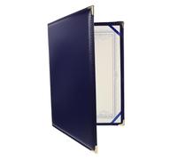 Homoyoyo Blue Certificate Cover Holder Leather Paper Zinc Alloy Material Protective Folder for Diploma Award Document Storage Horizontal Vertical Use Portable