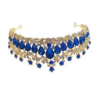 Homoyoyo Blue Rhinestone Bride Crown Wedding Headdress Elegant Bridal Hair Accessory for Women Sparkling Tiara for Wedding Dress and Luxurious Princess Style