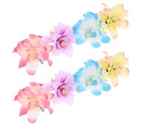Homoyoyo Bohemian Hawaiian Orchid Hair Clip Decorative Floral Hairpins in Blue Light Purple Rose Red and Pink Lightweight Fake Flower Clips for Beach Vacations Weddings Parties