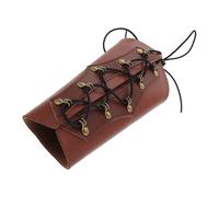 Homoyoyo Bow Archery Arm Guard Brown Pu Leather Forearm Protective Sleeve with Adjustable Cord for Hunting Target Shooting Practice
