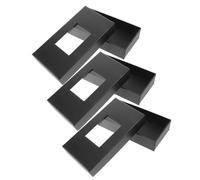 Homoyoyo Bow Tie Top and Bottom Lid Design Paper and Plastic Material 6pcs Black Presentation Box with Window Lid for Daily Organization and Protection of Men's Bow Ties and Handkerchiefs