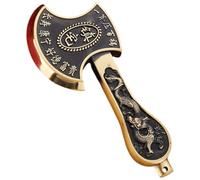 Homoyoyo Brass Axe Ornament for Living Room and Coffee Tables Home Decor | Fine Carving Pattern, Lightweight Brass Finish, Chinese Ornament Style, Suitable for Living Room and Coffee Tables