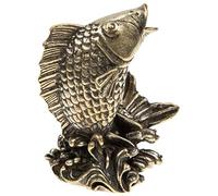 Homoyoyo Brass Carp Statue Antique Bronze Animal Figurine for Desktop Flat Bottom Stable Design Compact Size Indoor Office Decor Small Fish Ornament