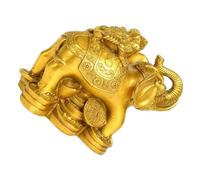 Homoyoyo Brass Elephant Figurine Desktop Decoration for Home Office Abstract Animal Ornament with Flat Bottom Smooth Craftsmanship Feng Shui Statue for Living and Tea Table