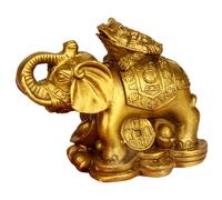 Homoyoyo Brass Elephant Statue Feng Shui Desktop Animal Decor Compact Flat Bottom Office Living Tea Pet Ornament