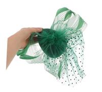 Homoyoyo Bridal Veil Hair Clip Small Fascinator Hat with Plume and Mesh Flowers Maid Headpiece for Weddings and Tea Parties and Secure Green Vintage Headband Accessory