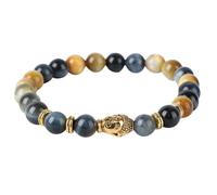 Homoyoyo Buddha Beaded Stretch Bracelet Tiger Eye Bangle Stylish Stone Easy to Wear Easy to Take for Grandchild and Daughter Fashion Wrist Chain