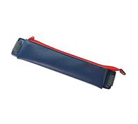 Homoyoyo Business PU Pen Case with Elastic Buckle Zippered Pen Storage Pouch for Home Office School for Students and Professionals High End Custom Stationery Organizer in Navy Blue