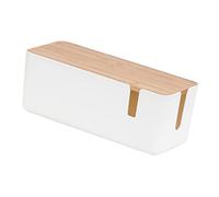 Homoyoyo Cable Storage Box with Bamboo Lid Durable Wire Management Organizer for Cables Charger Power Supply Stylish Design for Home Office Use