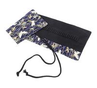 Homoyoyo Canvas Roll-up Pencil Pouch 48 Slots Winter Bamboo Crane Blue Multifunction Pen Holder Large Capacity Decorative Pen Bag for Students and Artists