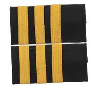 Homoyoyo Captain’s Shoulder Epaulettes with Three Gold Stripes, Indian Silk Pilot Uniform Accessories, Professional Flight Attendant and Cosplay Costume Enhancements for Aviation Use