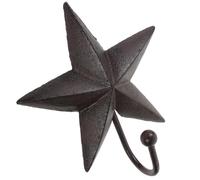 Homoyoyo Cast Iron Star Wall Hanging Hook Vintage Coat Hanger for Entryways | Black Pentagram Design, Smooth Surface, Break Resistant Ball-tip Protection, Suitable for Lanyards, Umbrellas and Rustic