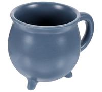 Homoyoyo Ceramic Cauldron Mug Matte Blue Grey Halloween Coffee Cup with Ergonomic Handle Thick Smooth Base Decorative Halloween Party Favor for Adults and Gift Giving