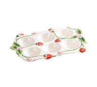 Homoyoyo Ceramic Egg Tray for Refrigerator Fridge Egg Holder Organizer Stackable Kitchen Countertop Storage Rack with Transparent Slots and Easy-clean Surface